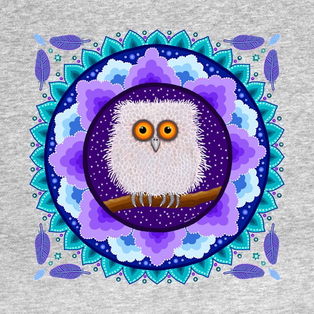 Fluffy Baby Owl Mandala by SoozieWray